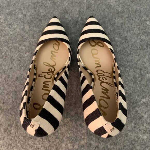 Sam Edelman Hazel Women’s Black and Off White Stripes Pointed Closed Toe Shoes - Picture 10 of 13